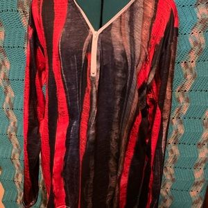 Red Striped Polyester and cotton blouse